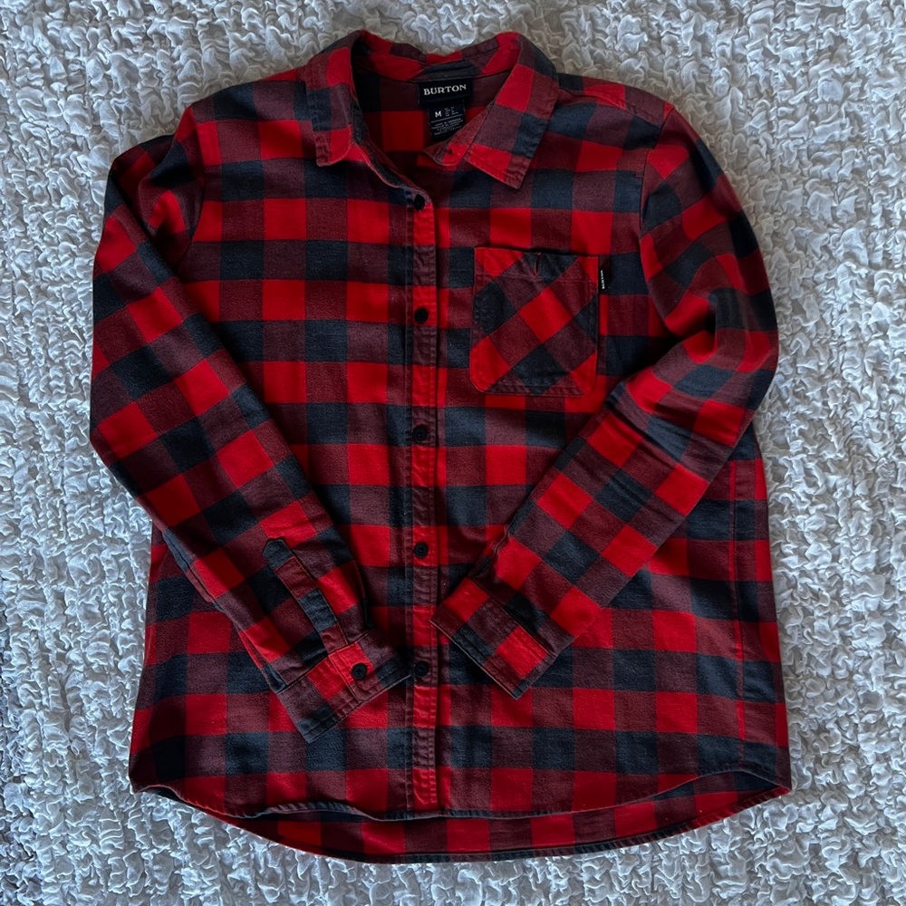 Burton women’s  Red and Black Checkered flannel Shirt size M